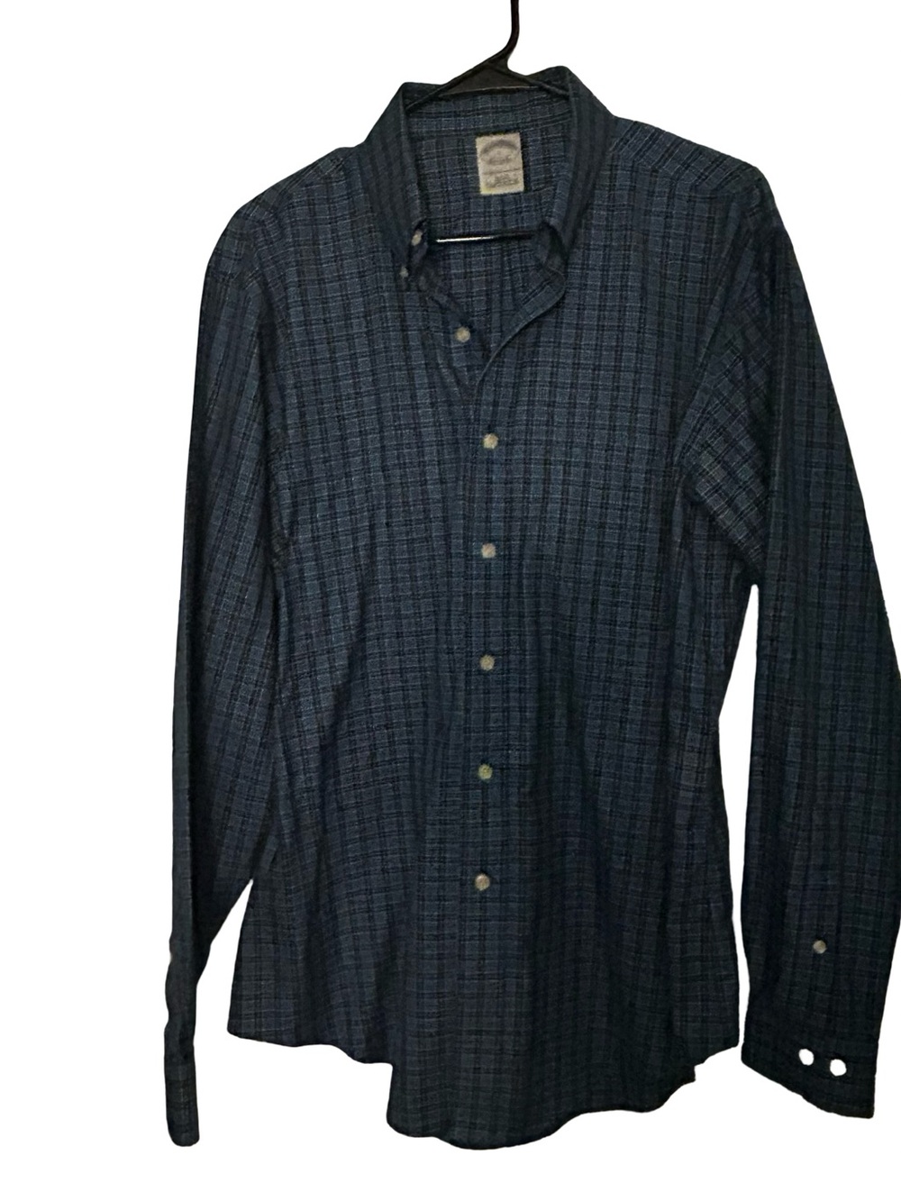 Men's Long Sleeve Button-Up Shirt - Blue Plaid